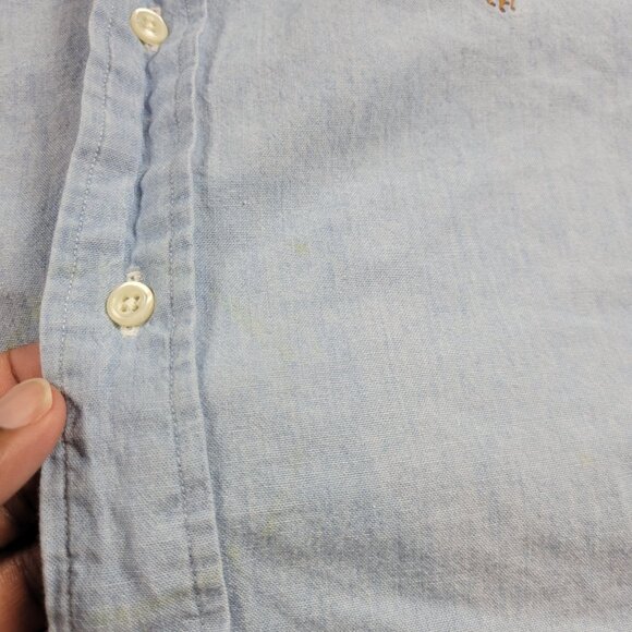 Polo Ralph Lauren Denim Shirt Mens Large Button Down Blaire Long Sleeve Stains* - Picture 4 of 10